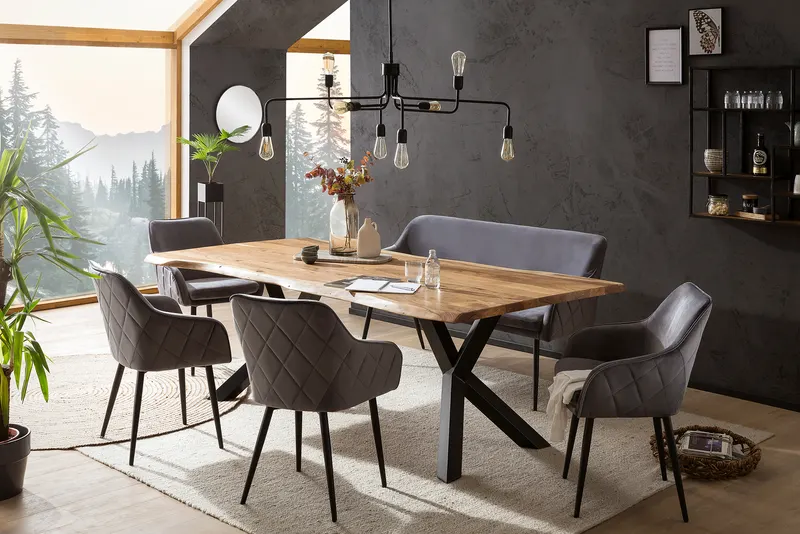 Essgruppe 6-teilig mit Akazientisch 240 × 110 cm, Ansicht 1