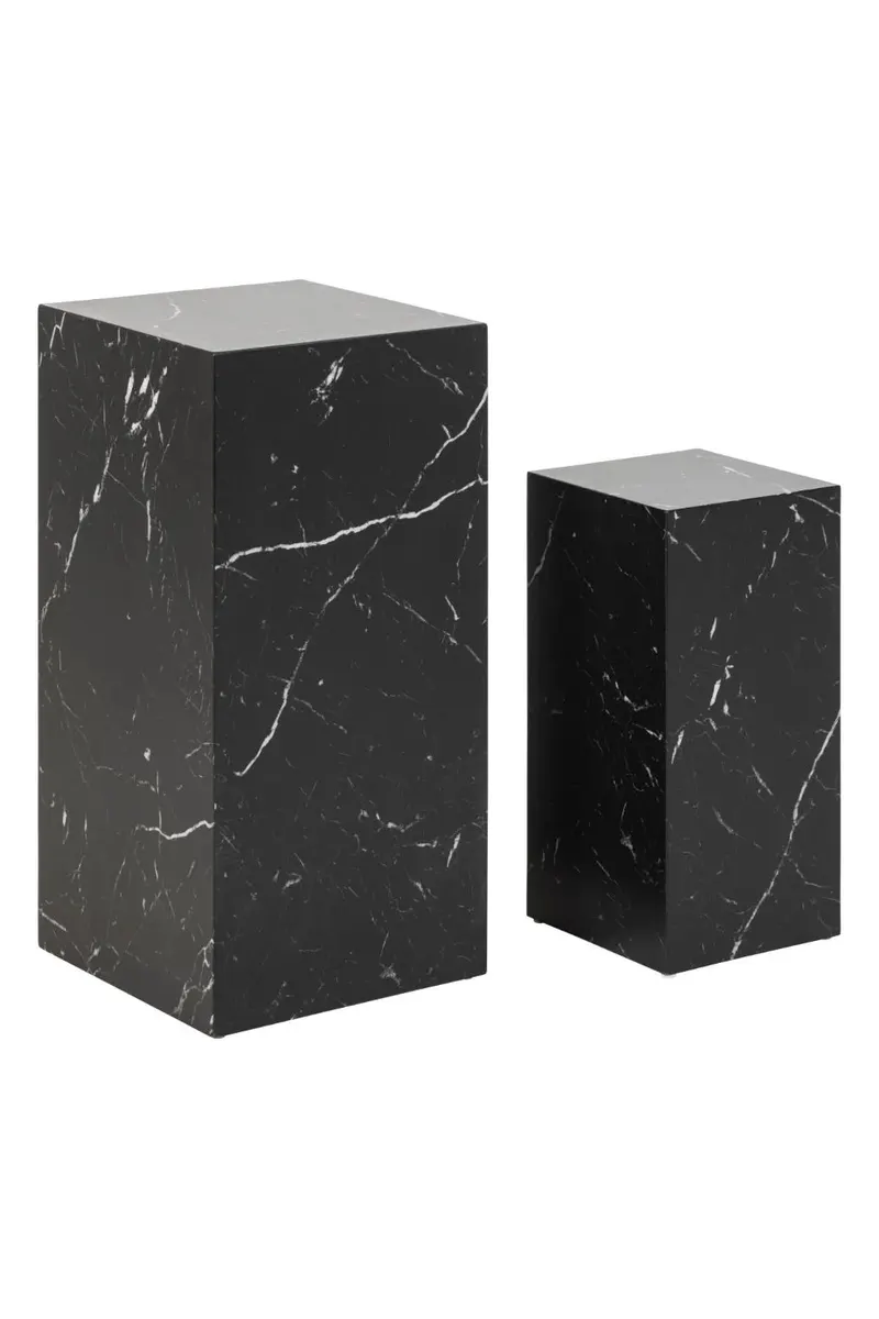 Callum Beistelltisch-Set, 2-teilig, Marmoroptik, Weiß