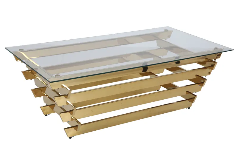 Kaida Couchtisch 130 × 70 cm Klarglas, Gold/Klarglas