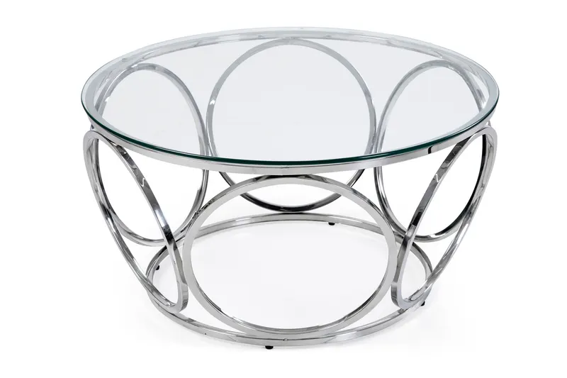 Couchtisch Ø 80 cm Silber/Klarglas, Ansicht 1