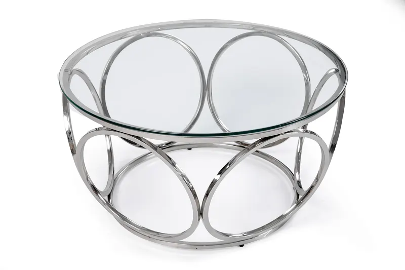 Couchtisch Ø 80 cm Silber/Klarglas, Ansicht 2