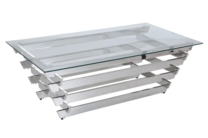 Couchtisch 130 × 70 cm Silber/Klarglas, Ansicht 1
