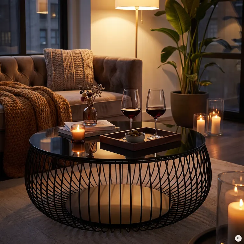 Couchtisch Ø 86 cm, Schwarz, Ansicht 6