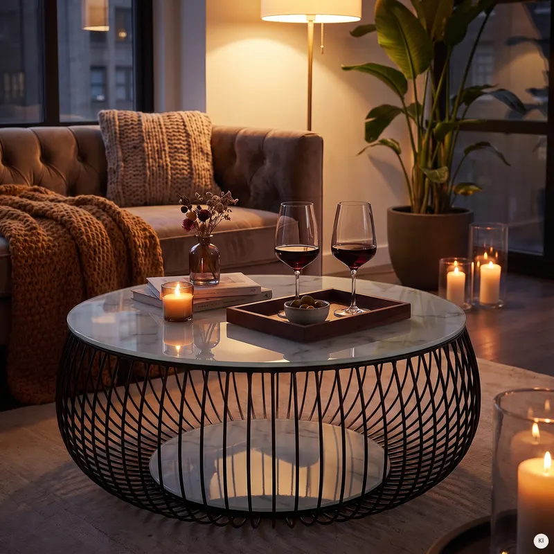 Couchtisch Ø 86 cm, Schwarz/Weiß, Ansicht 6