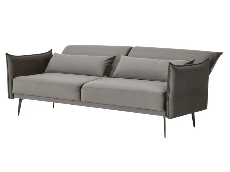 3-Sitzer-Sofa Samt Grau mit Schlaffunktion, Ansicht 3