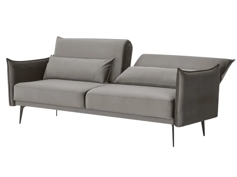 3-Sitzer-Sofa Samt Grau mit Schlaffunktion, Ansicht 4