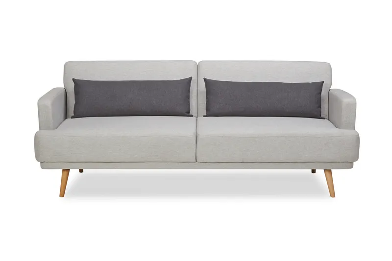 Olav 3-Sitzer-Sofa Webstoff Grau mit Schlaffunktion, Hellgrau, Dunkelgrau, Natur