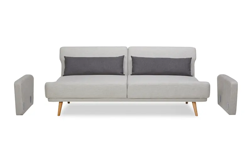 3-Sitzer-Sofa Webstoff Grau mit Schlaffunktion, Ansicht 14