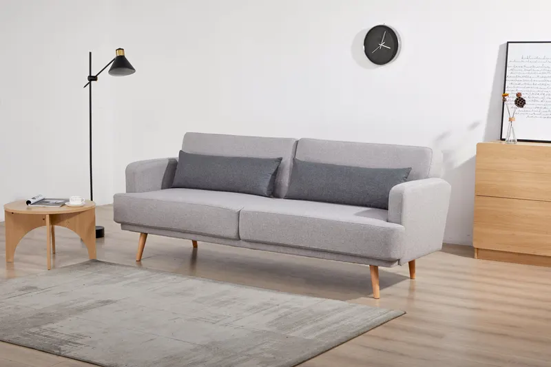 3-Sitzer-Sofa Webstoff Grau mit Schlaffunktion, Ansicht 17