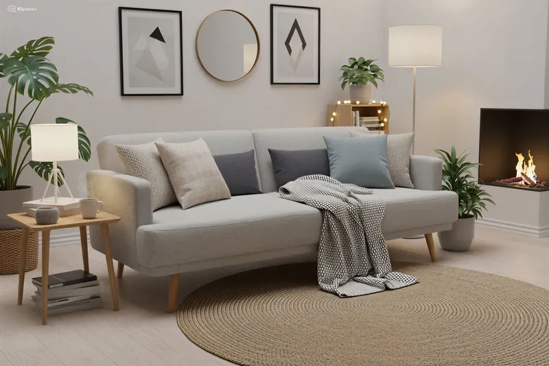 3-Sitzer-Sofa Webstoff Grau mit Schlaffunktion, Ansicht 18