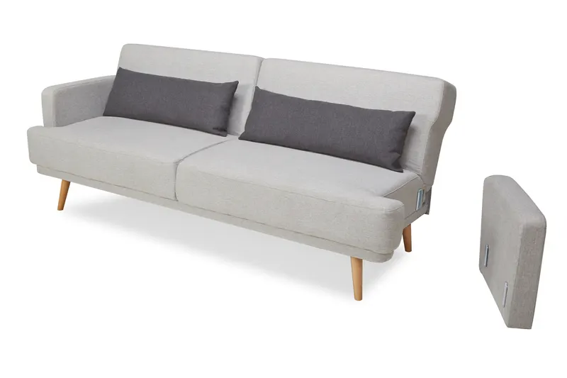 3-Sitzer-Sofa Webstoff Grau mit Schlaffunktion, Ansicht 6