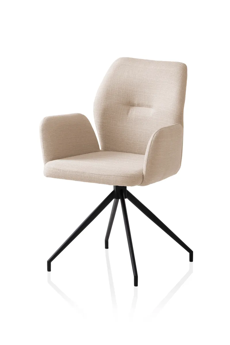 Alice Armlehnstuhl mit 180° Drehfunktion, 59 × 58 × 88 cm, Dunkelgrau/Schwarz