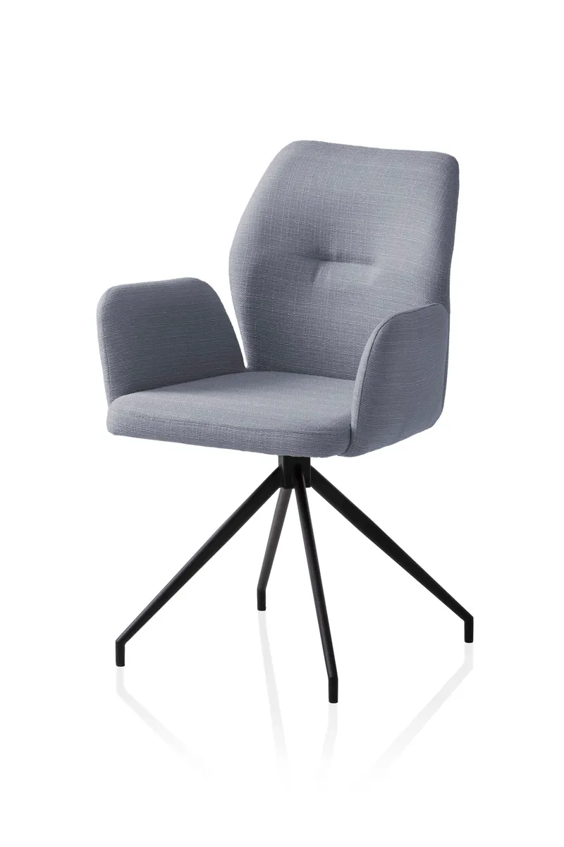 Alice Armlehnstuhl mit 180° Drehfunktion, 59 × 58 × 88 cm, Dunkelgrau/Schwarz
