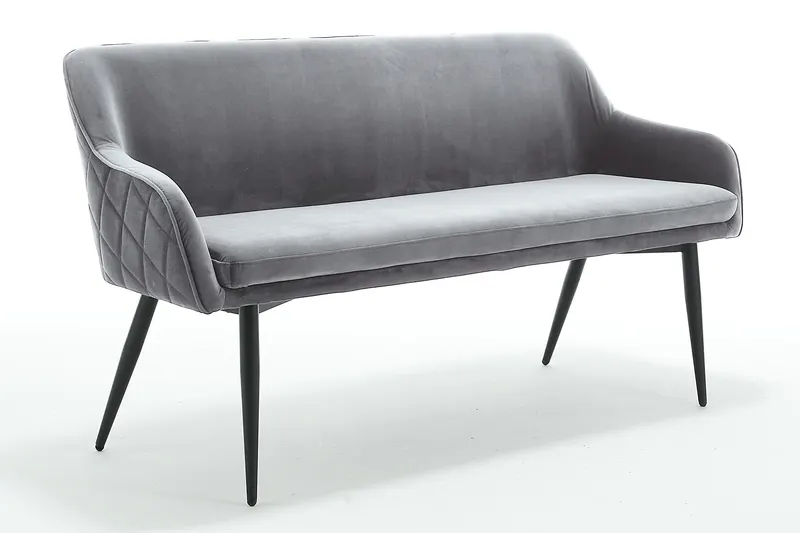 Finja Sitzbank 160 cm Samt, Grau/Schwarz