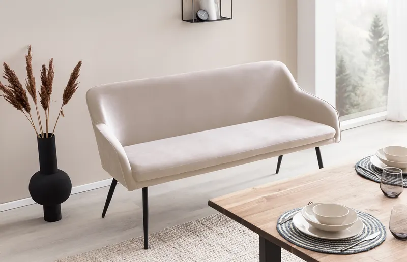 Sitzbank 160 cm Samt Creme, Ansicht 10