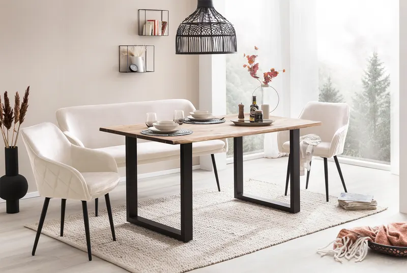 Sitzbank 160 cm Samt Creme, Ansicht 12