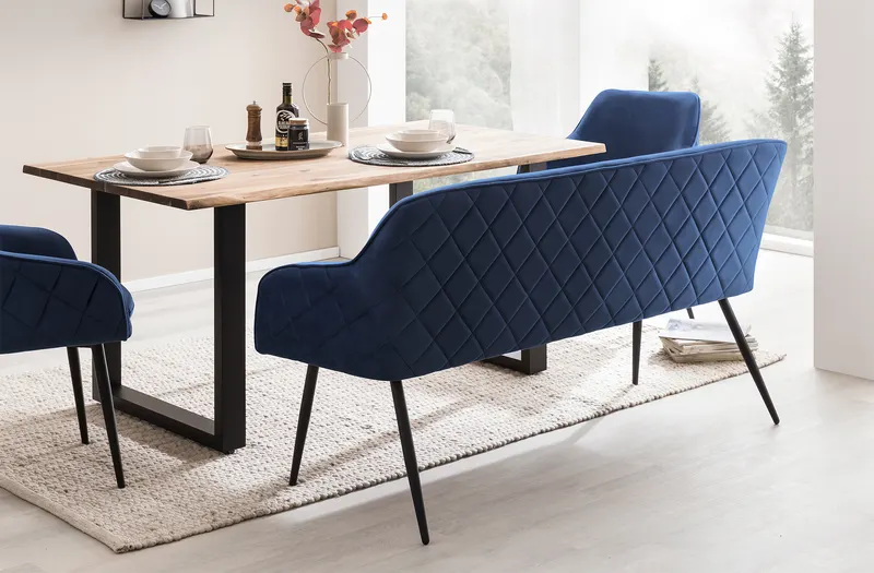 Sitzbank 160 cm Samt Blau, Ansicht 11
