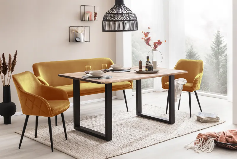 Sitzbank 160 cm Samt Senfgelb, Ansicht 12