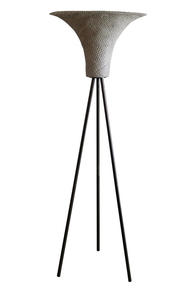 Alec Stehleuchte mit Geflechtschirm Natur/Schwarz 152 cm