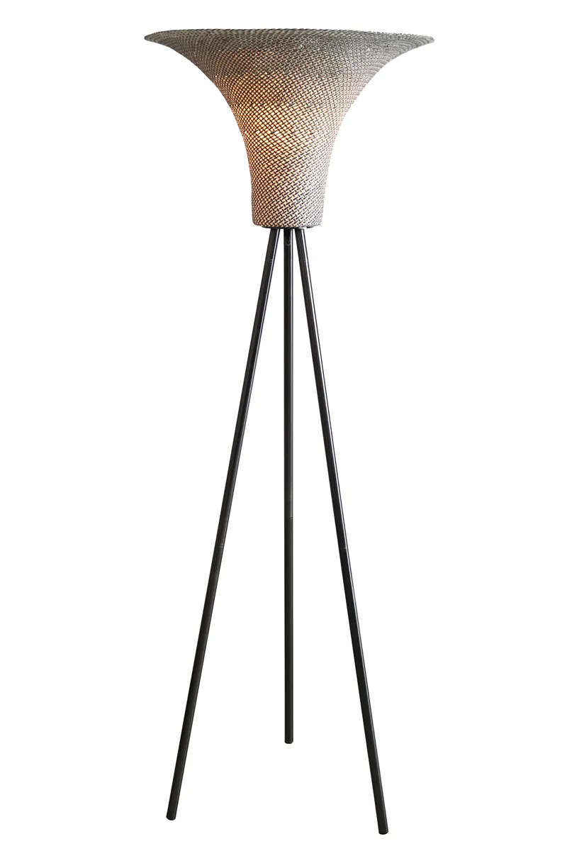 Stehleuchte mit Geflechtschirm Natur/Schwarz 152 cm, Ansicht 2