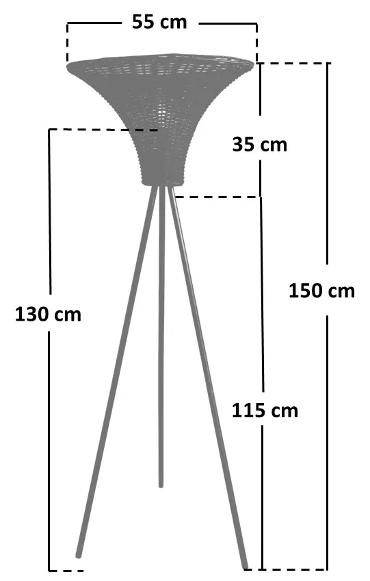Stehleuchte mit Geflechtschirm Natur/Schwarz 152 cm, Ansicht 6