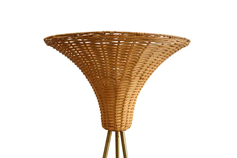 Stehleuchte mit Geflechtschirm Messing/Natur 150 cm, Ansicht 3