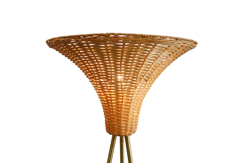 Stehleuchte mit Geflechtschirm Messing/Natur 150 cm, Ansicht 4