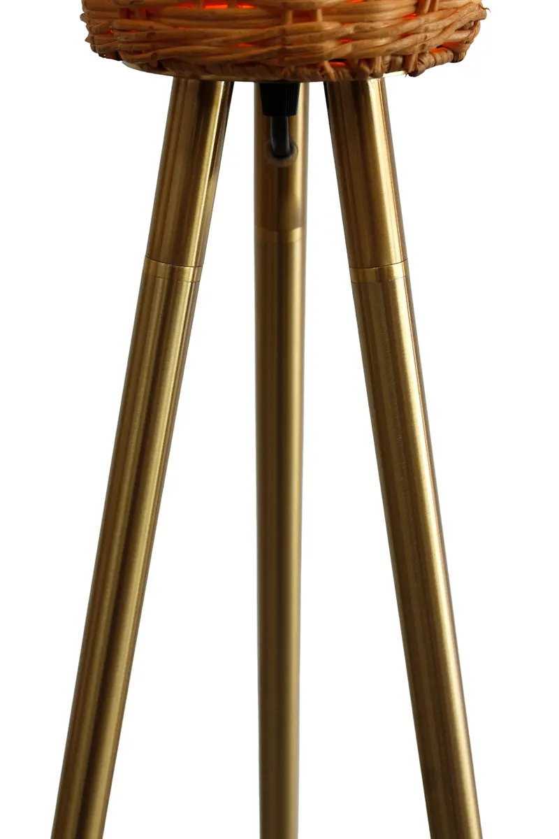 Stehleuchte mit Geflechtschirm Messing/Natur 150 cm, Ansicht 5