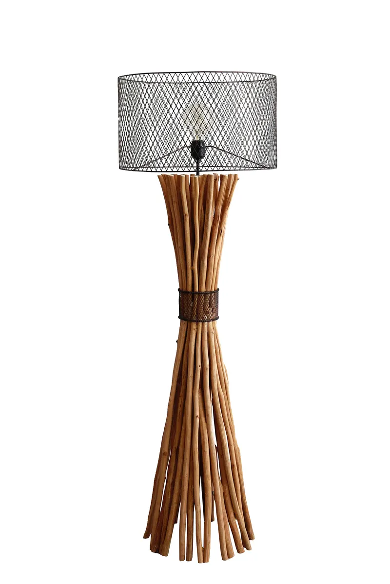 Bailee Stehleuchte aus Treibholz Natur/Schwarz, 149 cm