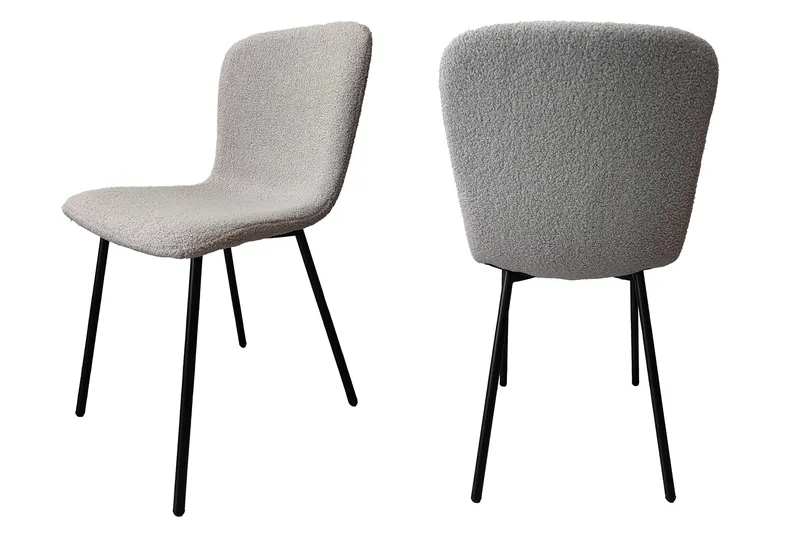 Stuhl Bouclé-Optik 4er-Set Hellgrau, Ansicht 2