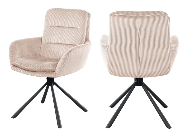 Armlehnstuhl in Cord-Optik Beige, Ansicht 5