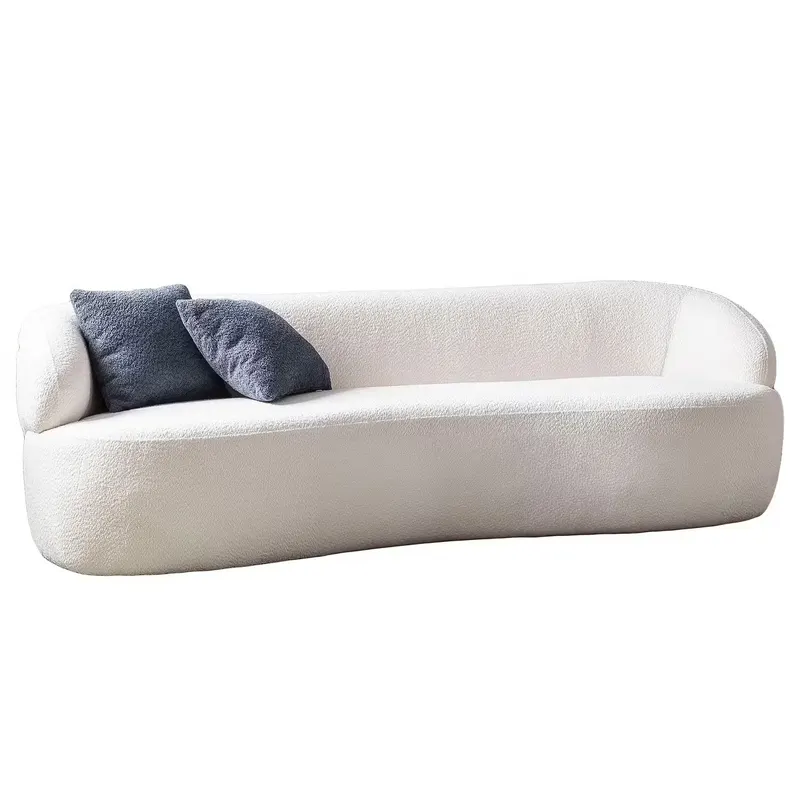 Atlanta Nierensofa 3-Sitzer Bouclé Stoff Weiß