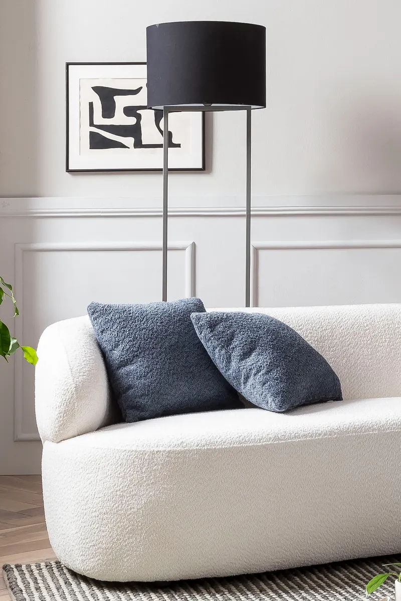 Nierensofa 3-Sitzer Bouclé Stoff Weiß, Ansicht 4