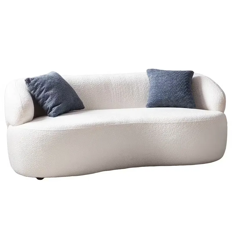 Atlanta Nierensofa 2-Sitzer Bouclé Stoff Weiß