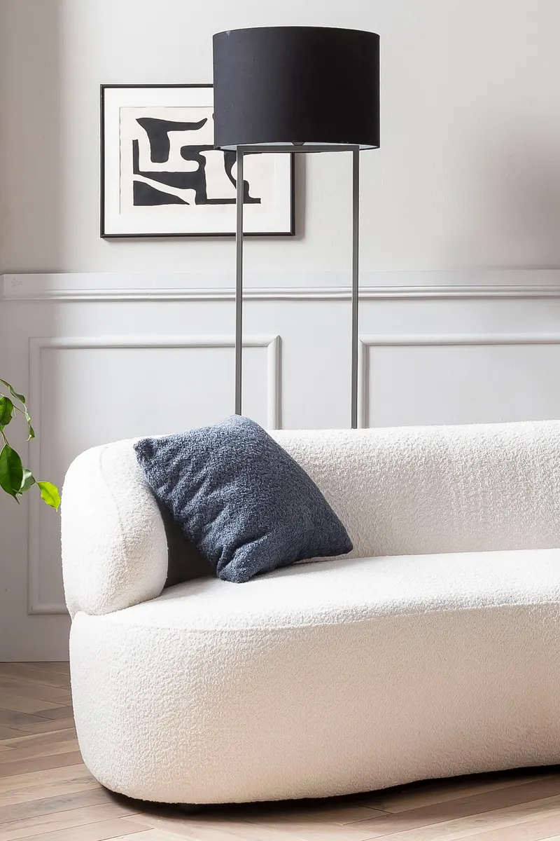 Nierensofa 2-Sitzer Bouclé Stoff Weiß, Ansicht 4
