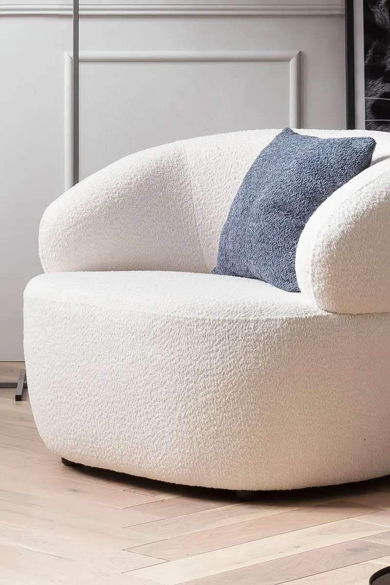 Sessel Bouclé Stoff Weiß, Ansicht 3
