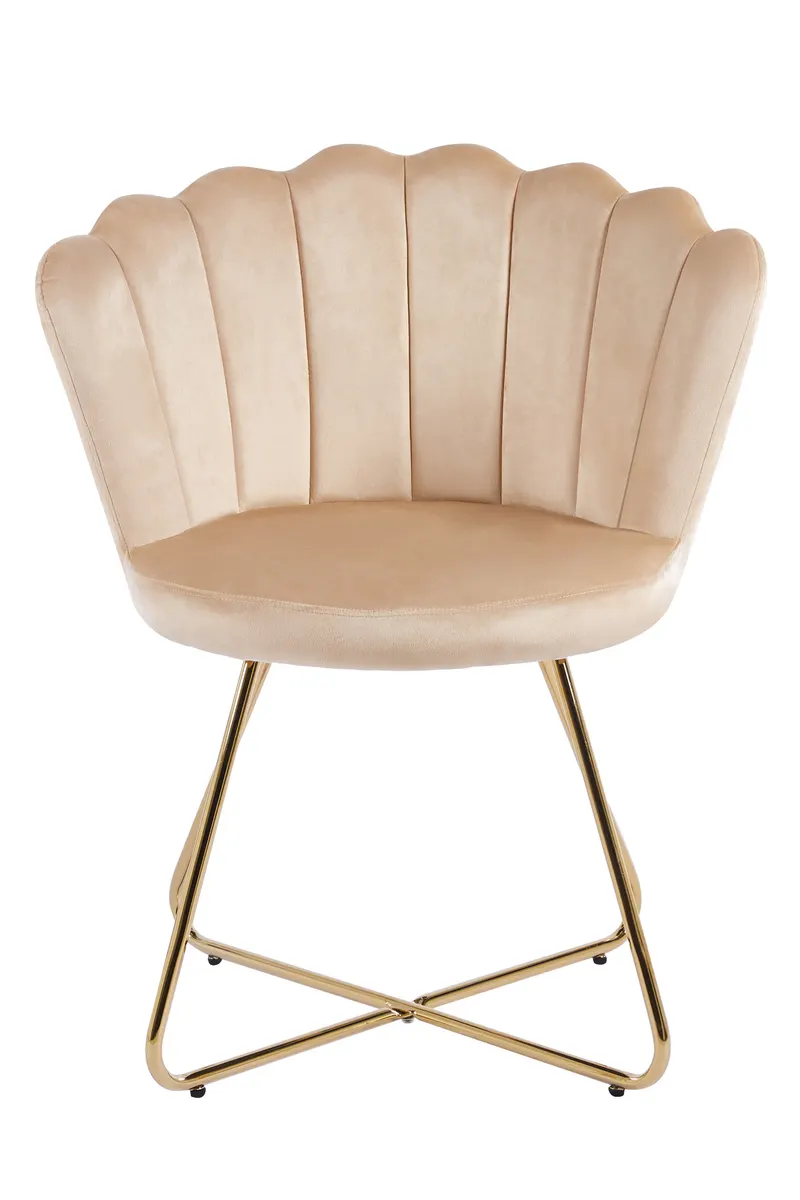 Muschelstuhl aus Samt, 2er-Set, Beige/Gold, Ansicht 3