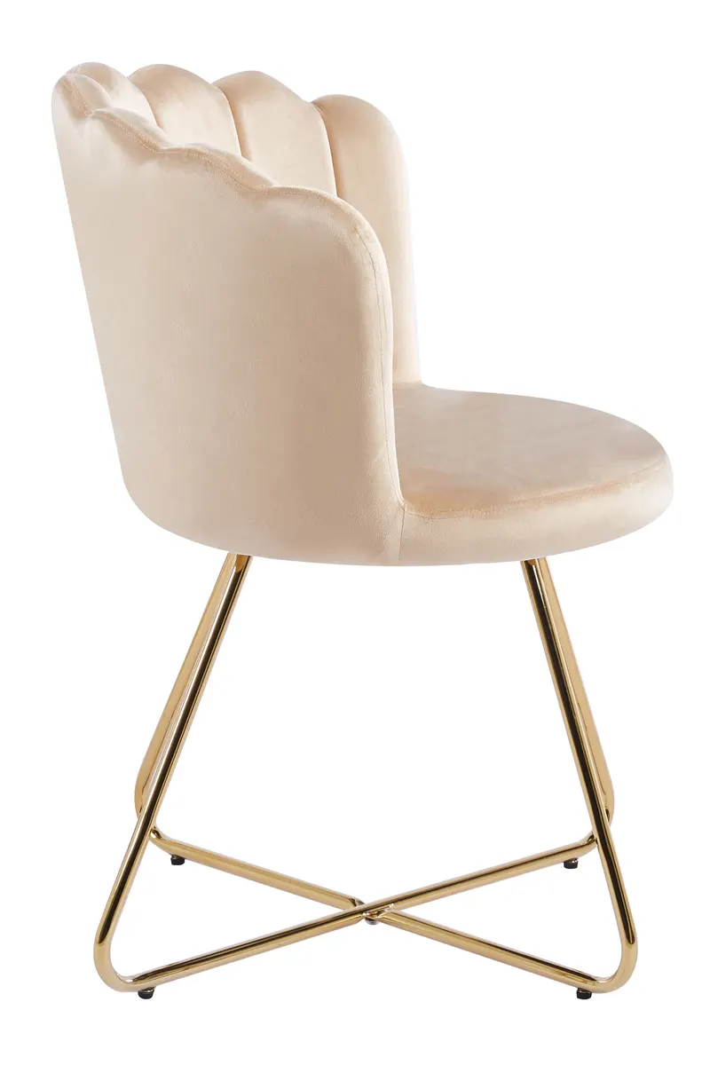 Muschelstuhl aus Samt, 2er-Set, Beige/Gold, Ansicht 4