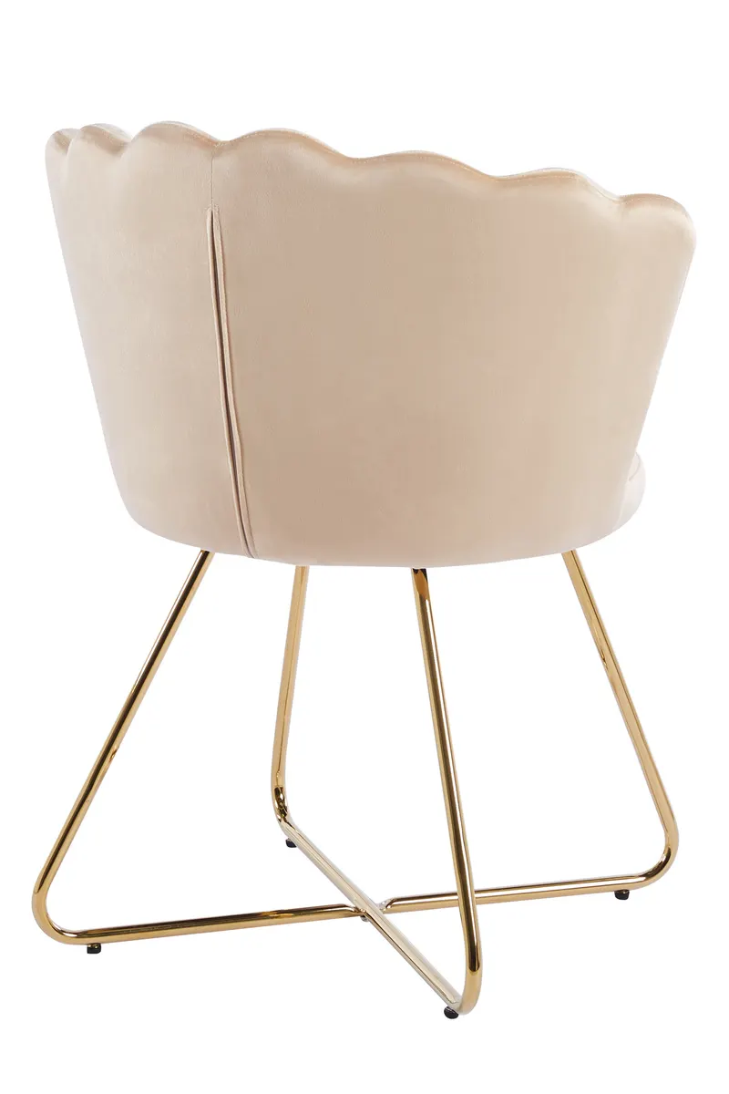 Muschelstuhl aus Samt, 2er-Set, Beige/Gold, Ansicht 5