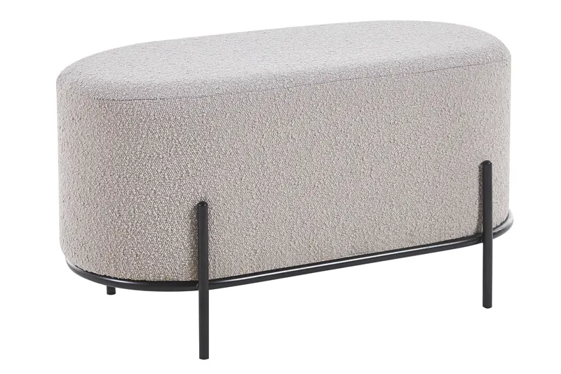 Polsterhocker Bouclé Stoff Taupe, Ansicht 2