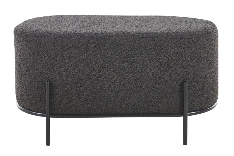 Polsterhocker Bouclé Stoff Anthrazit, Ansicht 1