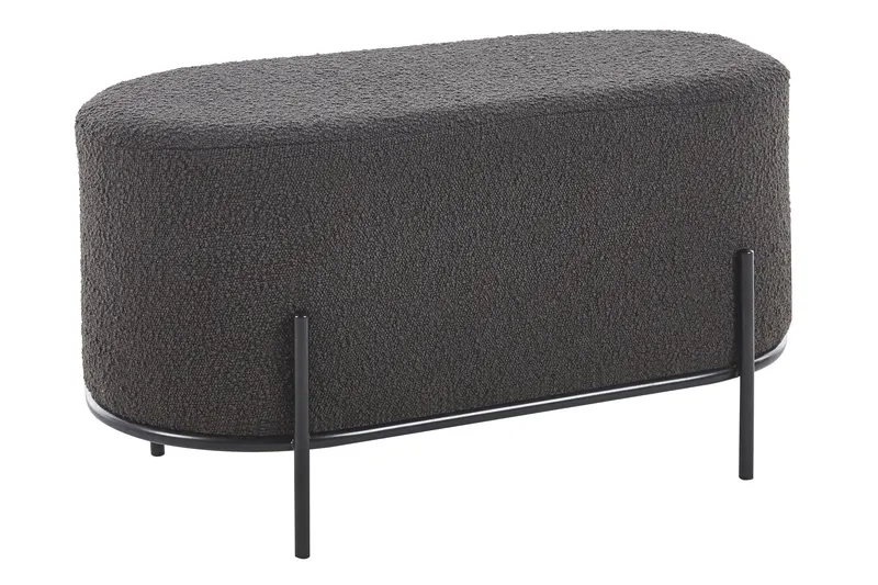 Polsterhocker Bouclé Stoff Anthrazit, Ansicht 2