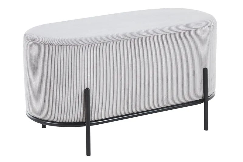 Polsterhocker in Cord-Optik, Hellgrau, Ansicht 2