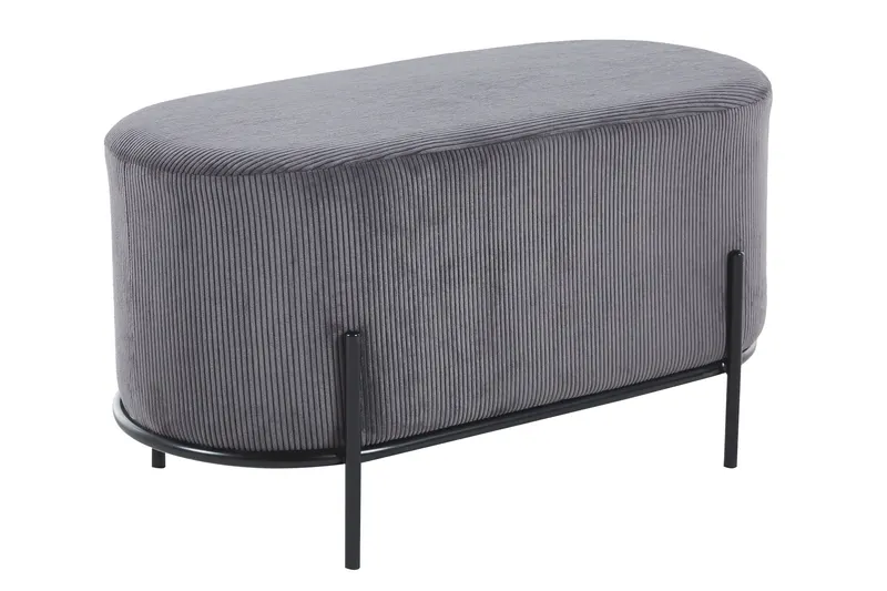 Polsterhocker in Cord-Optik, Grau, Ansicht 2