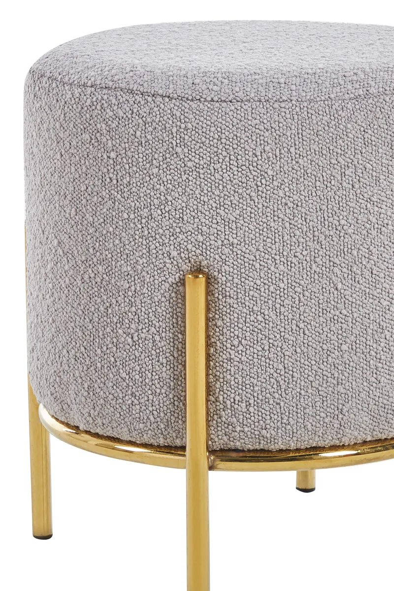 Polsterhocker Ø35 cm Bouclé Stoff Taupe, Ansicht 2