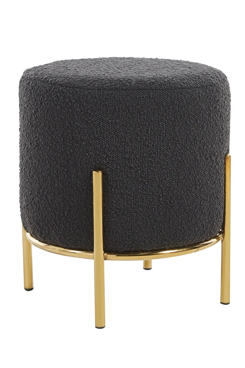Cosy Polsterhocker Ø35 cm Bouclé, Anthrazit/Schwarz