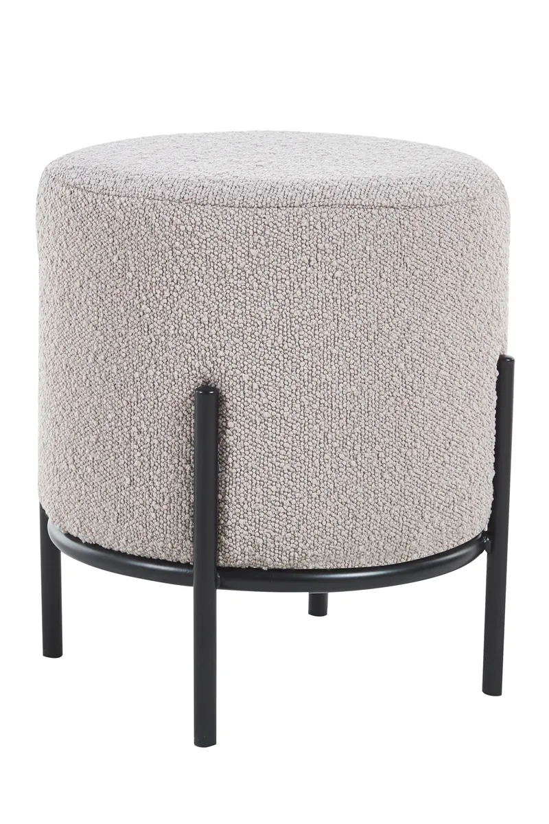 Polsterhocker Ø35 cm Bouclé Stoff Taupe, Ansicht 1