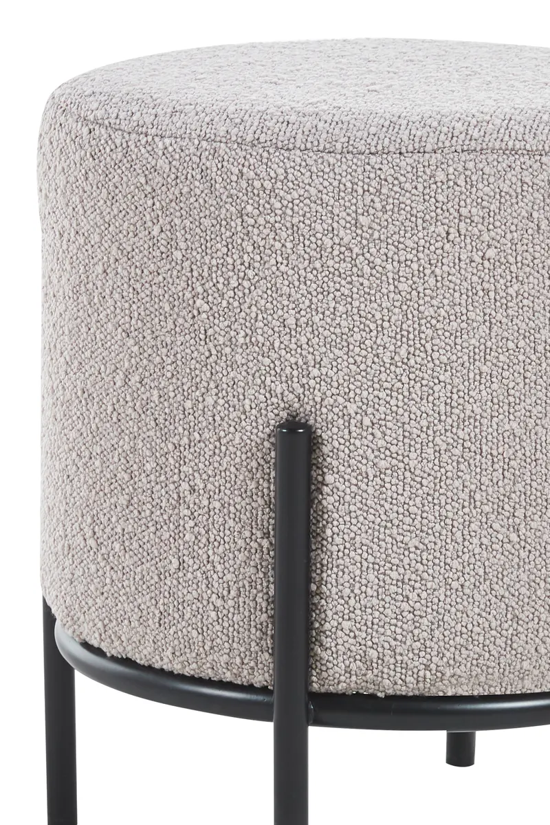 Polsterhocker Ø35 cm Bouclé Stoff Taupe, Ansicht 2