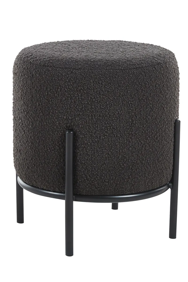 Cosy Polsterhocker Ø35 cm Bouclé, Anthrazit/Schwarz