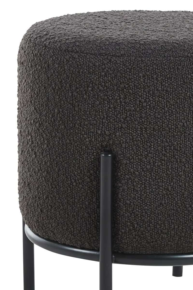 Polsterhocker Ø35 cm Bouclé Stoff Anthrazit, Ansicht 2